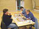 Fra topbordet: Ildar mod J.O.F. Nielsen. Bagest Lars Ven&oslash;.